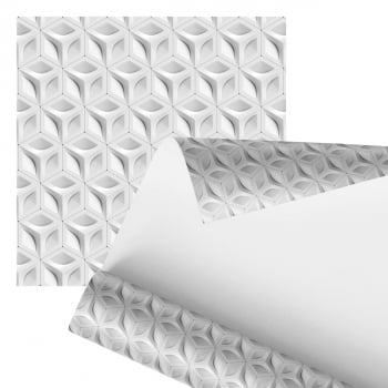 Papel De Parede Adesivo Geométrico Cubo 3D Cinza 2,80m