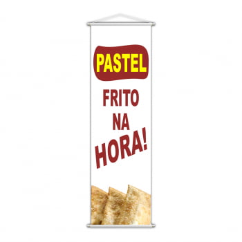 Banner Pastel Frito Na Hora Banca Comida Serviço 100x30cm