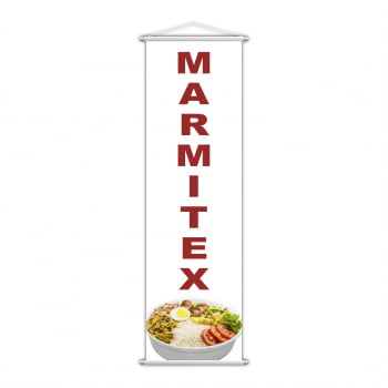 Banner Marmitex Restaurante Comida Serviço Branco 100x30cm