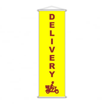 Banner Delivery Entrega Cliente Amarelo Serviço 100x30cm