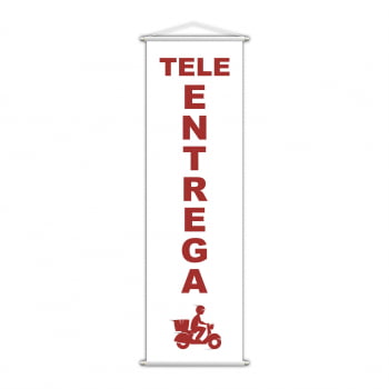 Banner Tele Entrega Delivery Serviço Confiável Branco 100x30cm