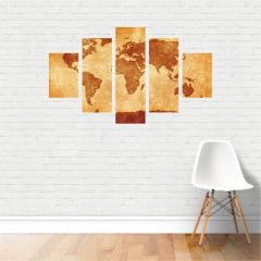 Quadro Mapa Mundi decorativo tons terrosos Canvas 110x65cm