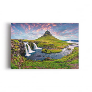 Quadro Paisagem Islândia Cachoeira Decorativo 100x70cm