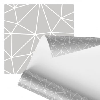 Papel De Parede Adesivo Cinza e Branco Geométrico 2,80m