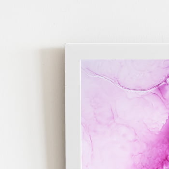 Tons De Roxo E Rosa Abstrato Quadro Moldura Branca 60x40cm