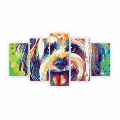 Quadro Animal Cachorro Dog Colorido Decorativo Sala em MDF