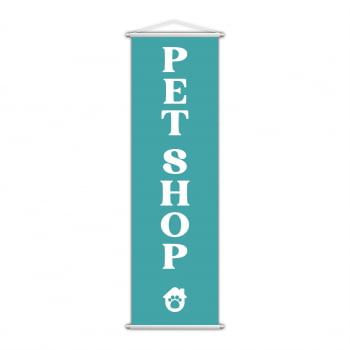 Banner Pet Shop Veterinário Animais Serviço Azul 100x30cm