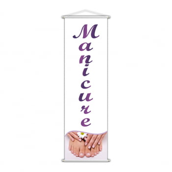 Banner Manicure Branco Serviço de Salão De Beleza 100x30cm