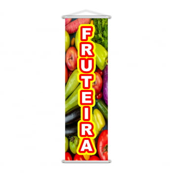 Banner Fruteira Banca de Frutas Lona Colorido 100x30cm