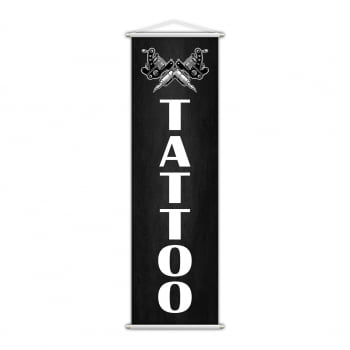 Banner Tattoo Máquina Arte Corporal Tatuador Serviço 100x30cm