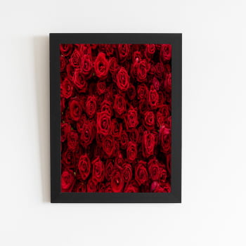 Rosas Buquê de Flores Vermelho Quadro Moldura Preta 60x40cm
