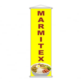 Banner Marmitex Restaurante Comida Serviço Amarelo 100x30cm