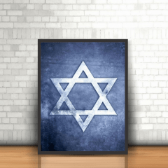 Quadro Religião Judaísmo Estrela de Davi com Moldura 30x40cm