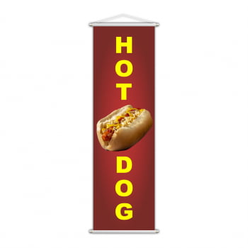 Banner Hot Dog Cachorro Quente Lanche Serviço Lona 100x30cm