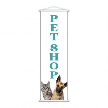 Banner Pet Shop Veterinário Animais Serviço Branco 100x30cm