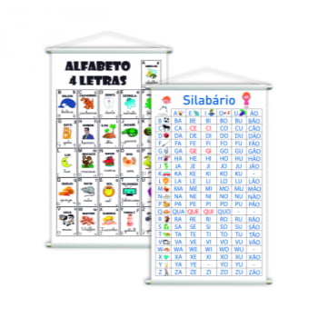 Alfabeto 4 Letras + Silabário Simples Kit 2 Banners