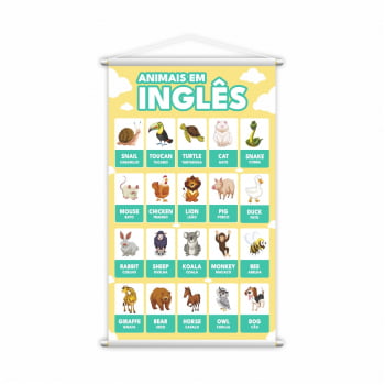 Animais em Inglês Língua Inglesa Idiomas Banner Escolar Pedagógico
