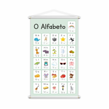 Banner Alfabeto com 4 Tipos de Letras Língua Portuguesa Pedagógico Escolar Infantil 