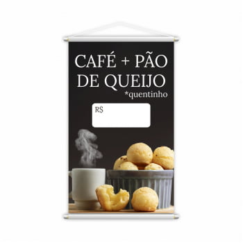 Banner Café e Pão de Queijo Quentinho com Preço Branco