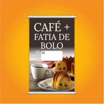 Banner Café + Fatia de Bolo Cafeteria Preço Lona