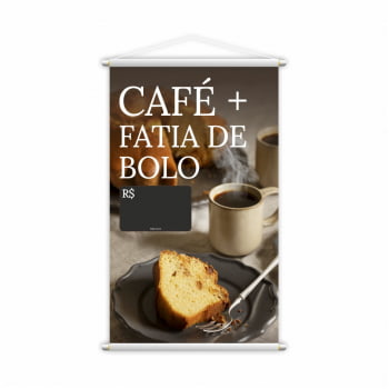 Banner Café E Fatia de Bolo com Preço Cafeteria 