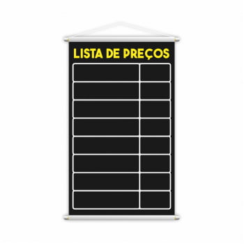 Banner Lista de Preços Tabela de Vendas Preto Lona