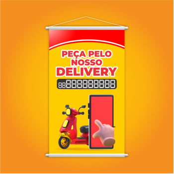 Banner Peça Pelo Delivery Telefone Contato Motoboy