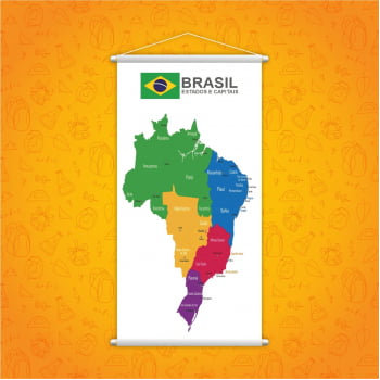 Banner Pedagógico Mapa dos Estados e Capitais do Brasil Geografia Nacional