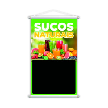 Banner Sucos Naturais de Frutas Colorido Fundo Preto