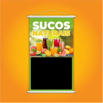 Banner Sucos Naturais de Frutas Colorido Fundo Preto