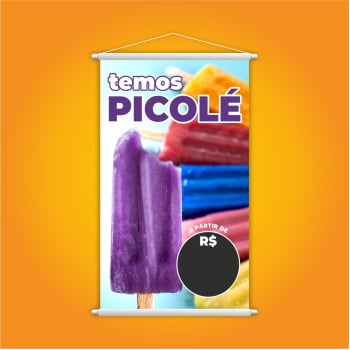 Banner Temos Picolé Colorido com Preço Fundo Preto 