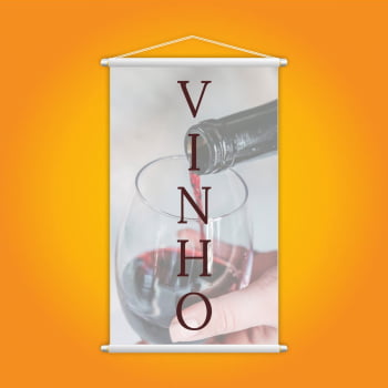 Banner Vinho Tinto Bebida Uva Taça de Vidro Lona