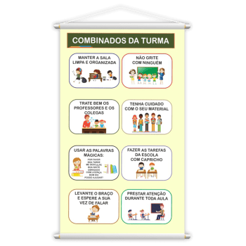 Banners Calendário, Combinados, Alfabeto e Numerais 0 a 1000 Pedagógico Escolar