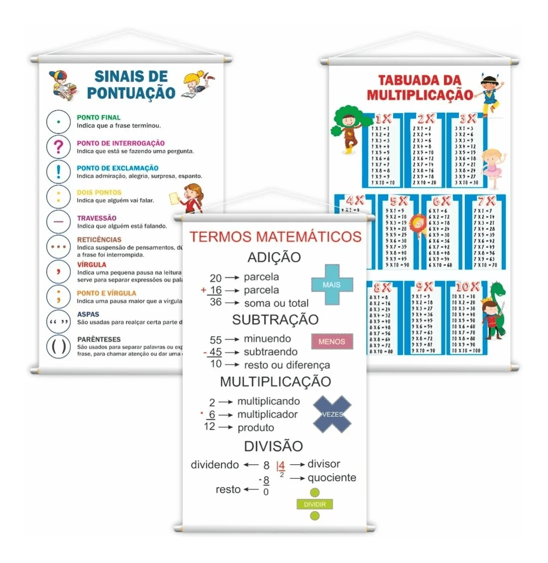 Banners Escolares Pedagógicos Para Quarto Ano - Kit 3 Em 1