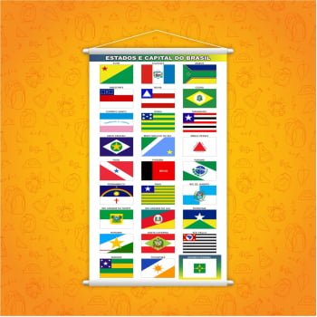 Estados e Capitais do Brasil Bandeira Geografia Banner Escolar Pedagógico