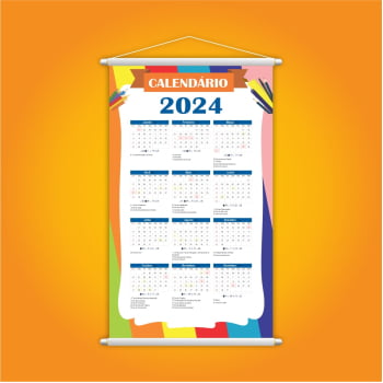 Calendário Escolar 2024 Banner Pedagógico Painel Lona