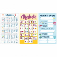 Kit de 3 Banners Escolares Pedagógicos para Língua Portuguesa