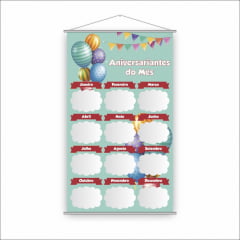 Kit de Banners Escolares Aniversariantes do Mês + Chamada com 20 alunos