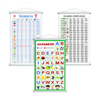 Silabário + Complexo + Alfabeto Vogais Kit 3 Banners