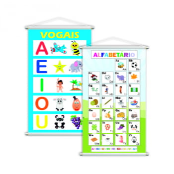 Vogais + Alfabetário Língua Portuguesa Kit 2 Banners