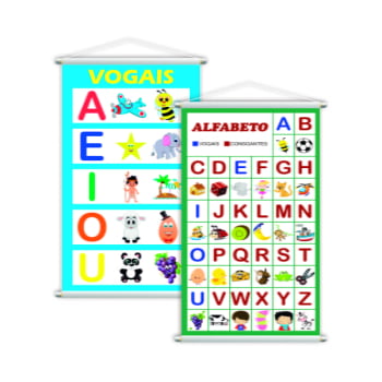 Vogais + Alfabeto Vogais Português Kit 2 Banners