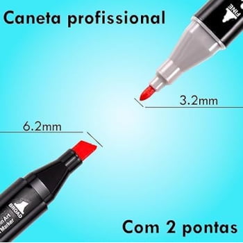 Kit Canetinha Marcadora De Ponta Dupla Profissional Para Colorir