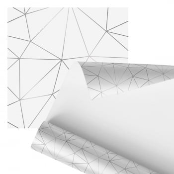 Papel De Parede Adesivo Cinza Minimalista Geométrico 2,80m 