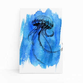 Água Viva Azul Arte Minimalista Quadro Canvas