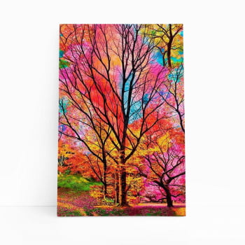 Árvores Coloridas Decorativo Sala Arte Quadro Canvas 