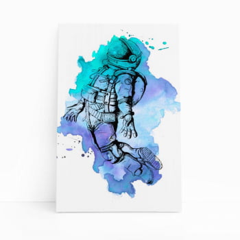 Astronauta Azul Arte Minimalista Quadro Canvas