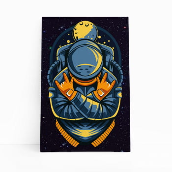 Astronauta Azul Desenho Lua Universo Quadro Canvas