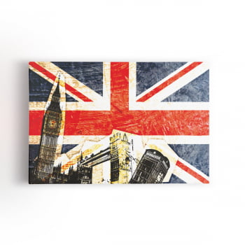 Bandeira Grã-Bretanha Cidade Londres Quadro Canvas