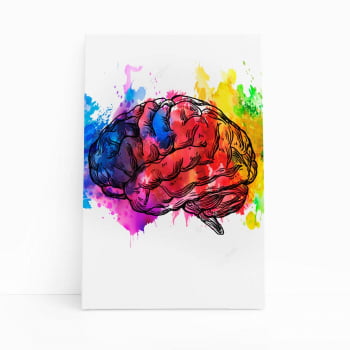 Cérebro Colorido Arte Splash Tinta Quadro Canvas