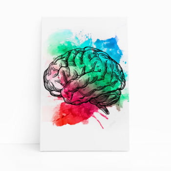 Cérebro Colorido Minimalista Arte Quadro Canvas